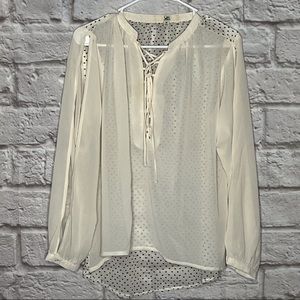 Ya Los Angeles Sheer Polka Dot Blouse‎ Top Women's Size medium